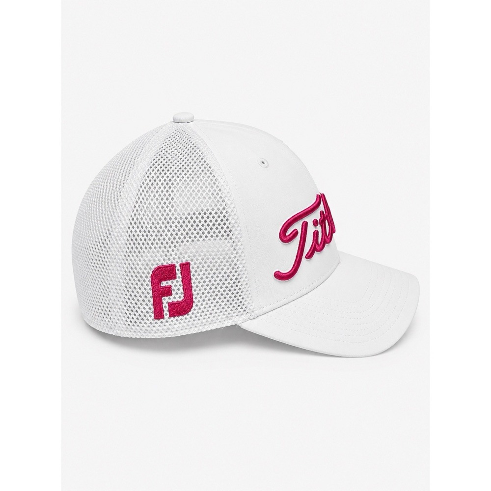 Titleist FootJoy Pro V1 White Pink Mesh Snapback Golf Hat Adjustable - Picture 4 of 5